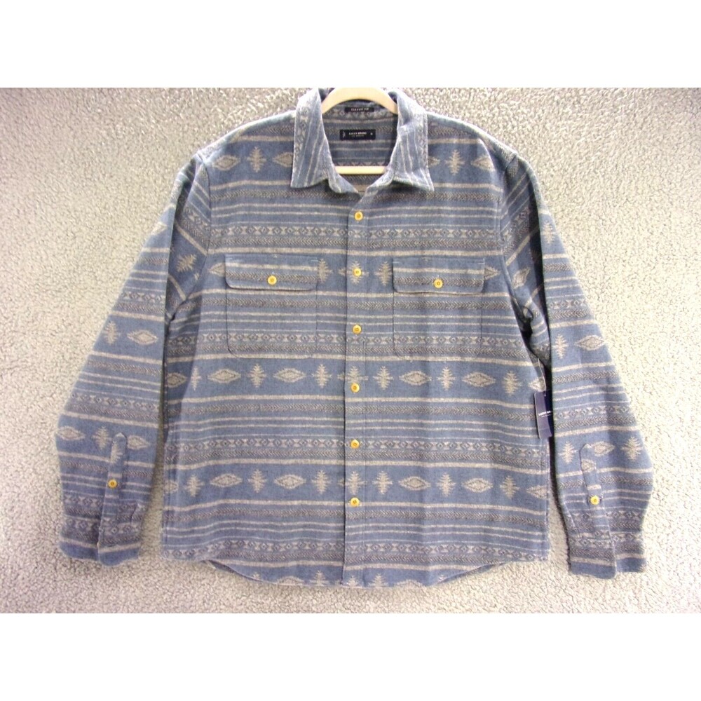 Lucky Brand Shirt Mens XL Soft Jacquard Overshirt Aztec Geometric